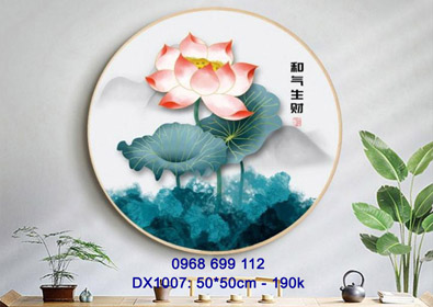 Tranh thêu chữ thập Sen Bình An DX1007 - KT:(50x50)cm