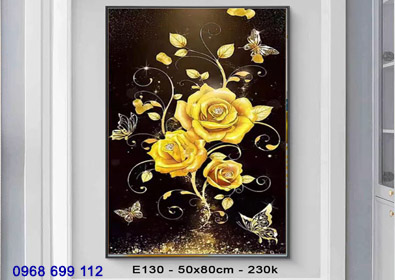 Tranh thêu chữ thập 3D Nghệ Thuật Hoa E130 - KT:(50x80)cm