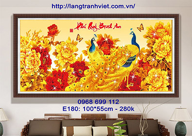 Tranh thêu chữ thập Phú Quý Bình An E180 - KT:(100x55)cm