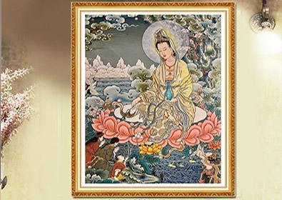 Tranh thêu chữ thập Phật Bà Quan Âm E210 - KT:(60x80)cm
