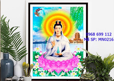 Tranh thêu chữ thập Phật Bà Quan Âm MN0216 - KT:(60x80)cm