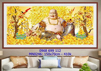Tranh thêu chữ thập Phật Di Lặc MN0245 - KT:(150x70)cm