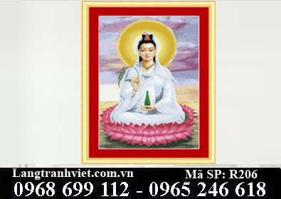 Tranh thêu chữ thập Phật Bà Quan Âm R206 - KT:(58x83)cm