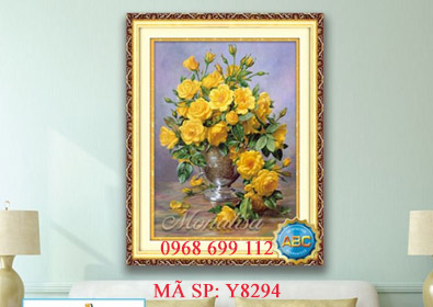 Tranh đính đá Bình Hồng Vàng Y8294 - KT:(50x70)cm