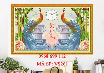 Tranh đính đá Đồng Hồ Gia Hòa Vạn Sự Hưng VS261 - KT:(80x53)cm