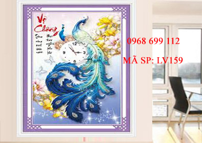 Tranh đính đá Đồng Hồ Vợ Chồng LV159 - KT:(44x65)cm