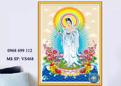 Tranh đính đá Phật Bà Quan Âm VS468 - KT(56x80)cm