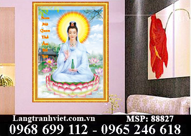 Tranh thêu chữ thập 3D Phật Bà Quan Âm 88827- KT:(43x55)cm