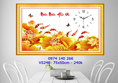 Tranh đính đá Đồng Hồ Niên Niên Hữu Dư VS248 - KT:(75x50)cm