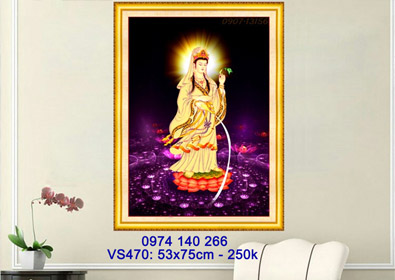 Tranh đính đá Phật Bà Quan Âm VS470 - KT(53x75)cm