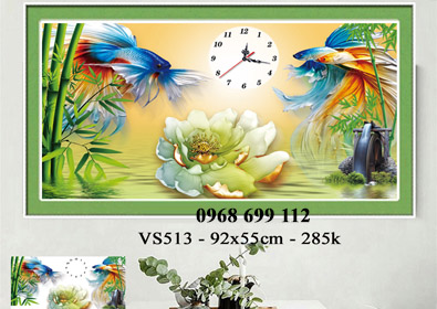 Tranh đính đá Đồng Hồ Vs513 - KT:(92x55)cm