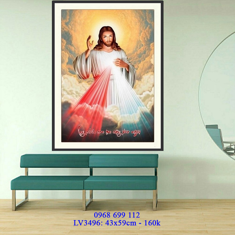 Tranh thêu chữ thập 3D Chúa Jesu LV3496 - KT:(43x59)cm