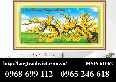 Tranh Gắn Đá Cao Cấp AN KHANG THỊNH VƯỢNG 61062- Kích thước: 78x47cm