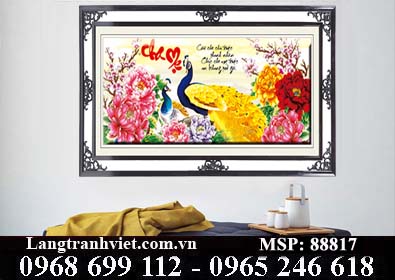 Tranh thêu chữ thập 3D Thư Pháp Cha Mẹ 88817 - KT:(85x40)cm