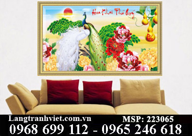 Tranh thêu chữ thập 3D Hoa Khai Phú Quý 223065 - KT:(85x47)cm