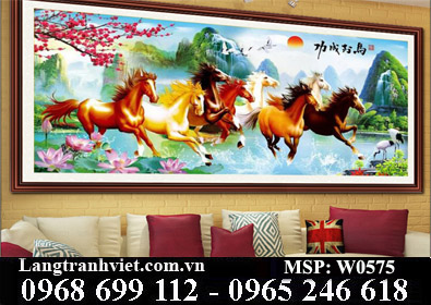 Tranh thêu chữ thâp Mã Đáo Thành Công W0575 - KT:(148x70)cm