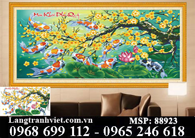 Tranh thêu chữ thập 3D Mai Khai Phú Quý 88923 - KT:(93x52)cm