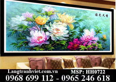 Tranh thêu chữ thập Mẫu Đơn Phú Quý HH0722 - KT:(151x70)cm