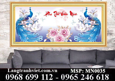 Tranh thêu chữ thập Phu Thê Viên Mãn Mn0035 - KT:(148x71)cm