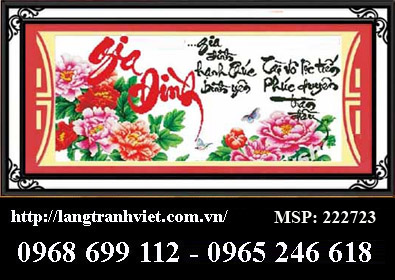 Tranh thêu chữ thập Thư Pháp Gia Đình 222723 (90x47cm)