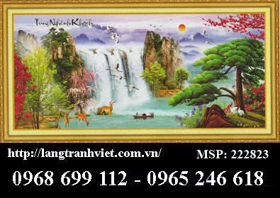 Tranh thêu chữ thập Tùng Nghênh Khách - 222823 (147x69cm)