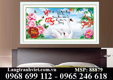 Tranh thêu chữ thập 3D Thư Pháp Vợ Chồng 88879 - KT:(78x40)cm