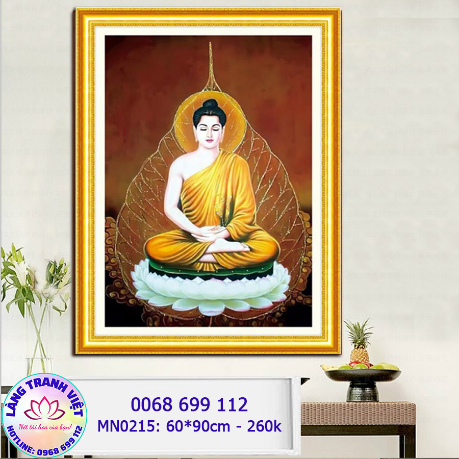 Tranh thêu chữ thập Phật Thích Ca Mâu Ni MN0215 - KT:(60x90)cm