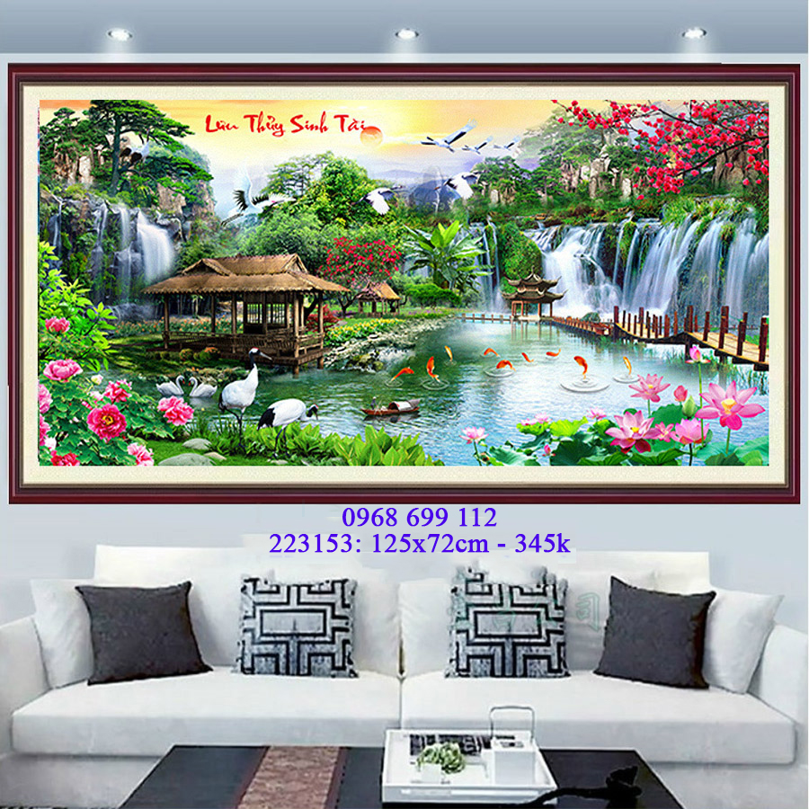 Tranh thêu chữ thập 3D Lưu Thủy Sinh Tài 223153 - KT:(125x72)cm