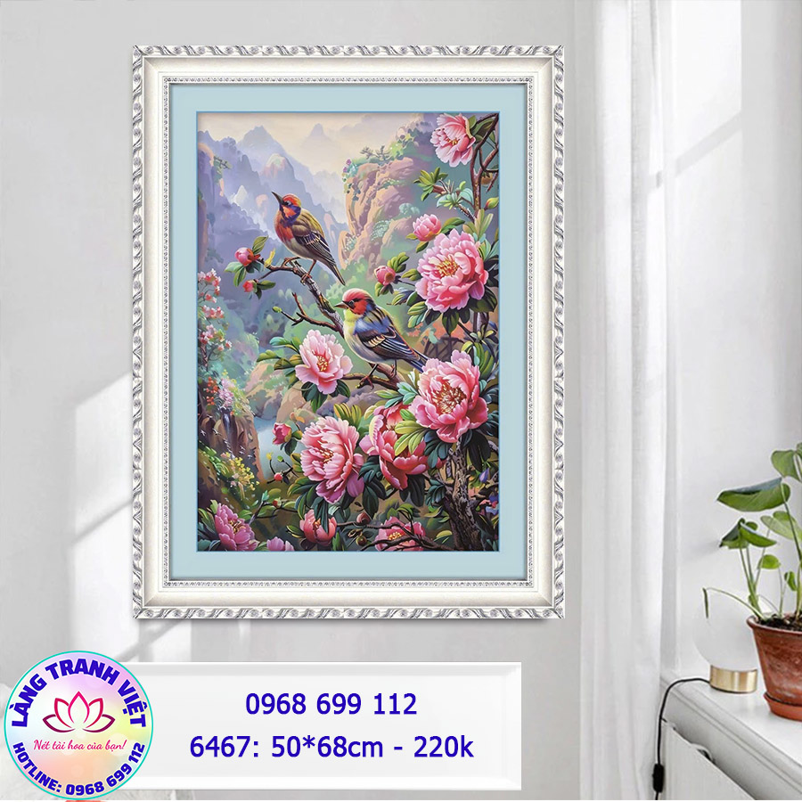 TRanh thêu chữ thập Uyên Ương Hạnh Phúc 6467 - KT:(50x68)cm