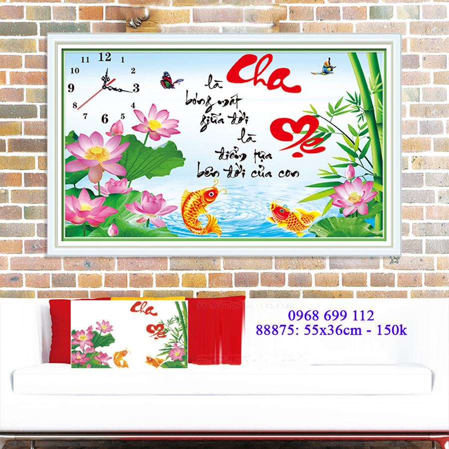 Tranh thêu chữ thập 3D Đồng Hồ Cha Mẹ 88875 - KT:(55x36)cm
