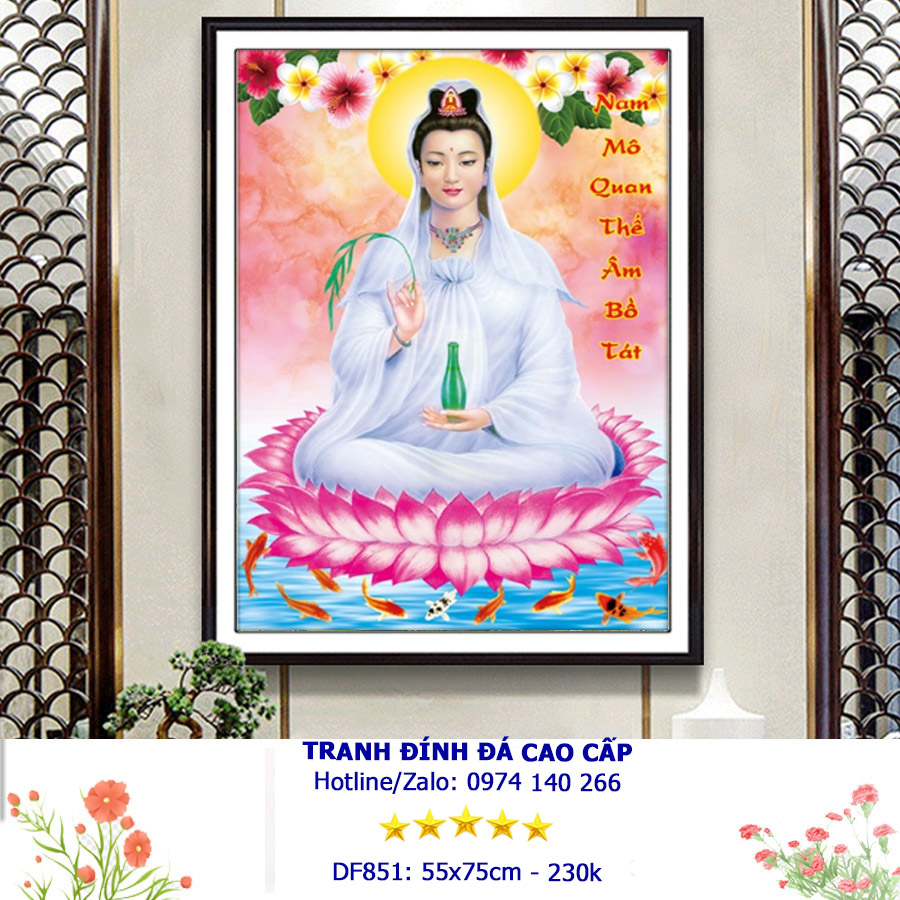 Tranh đính đá Phật Bà Quan Âm DF851 - KT:(55x75)cm