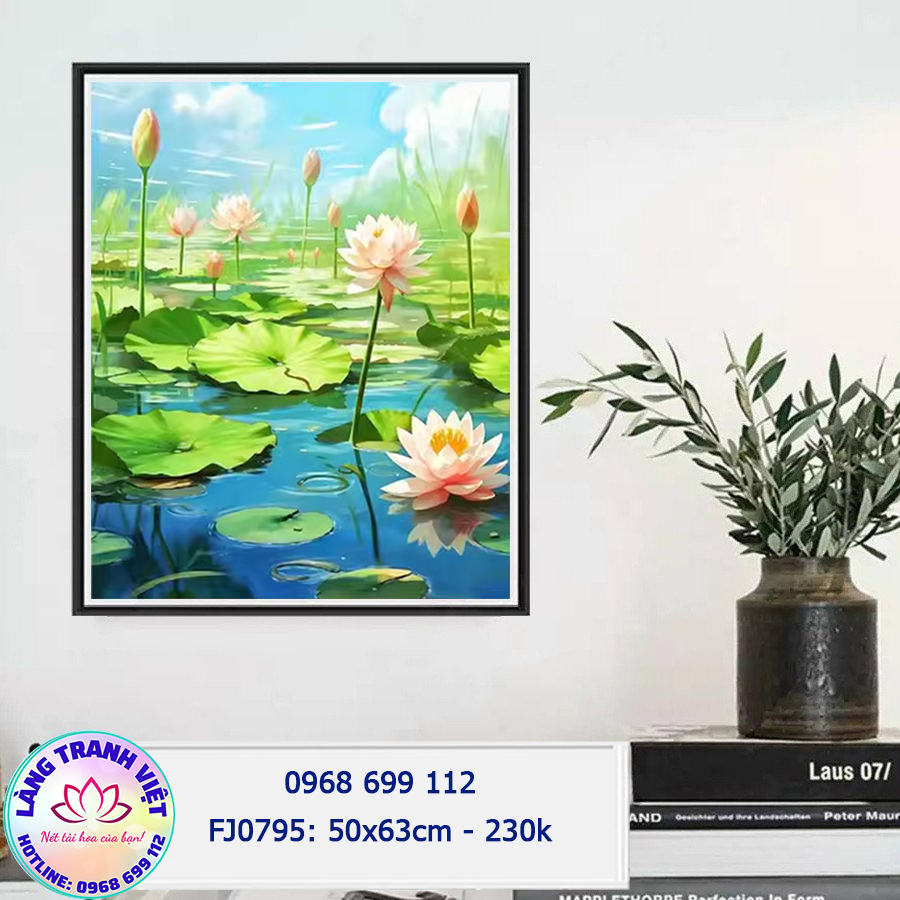 Tranh thêu chữ thập Hoa Súng FJ0795 - KT:(50x63)cm