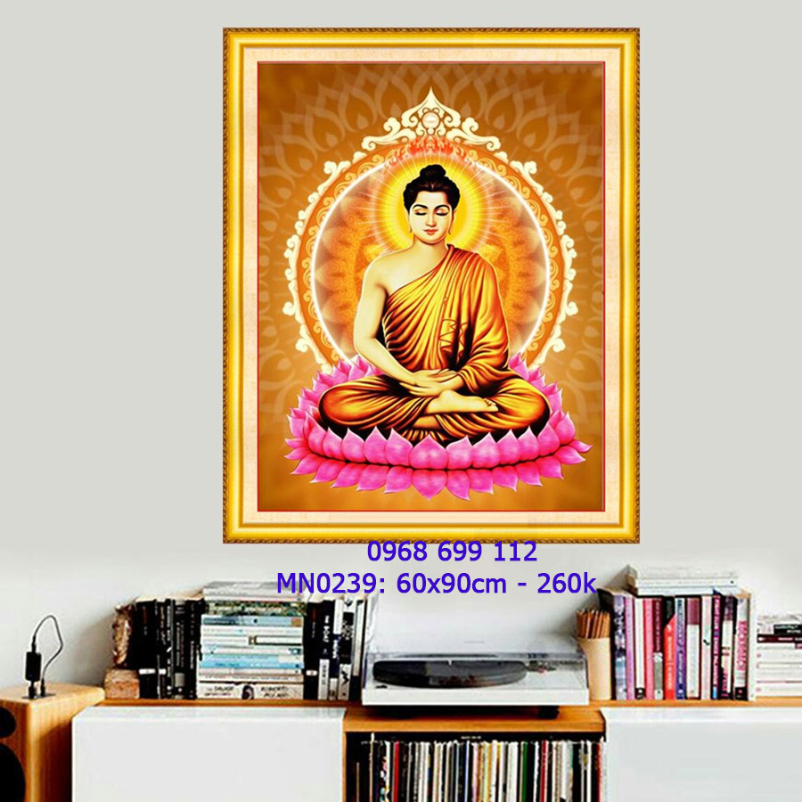 Tranh thêu chữ thập Phật Thích Ca Mâu Ni MN0239 - KT:(60x80)cm