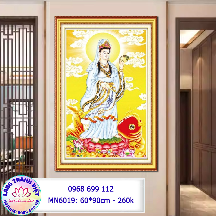 Tranh thêu chữ thập Phật Bà MN6019 - KT:(60x90)cm