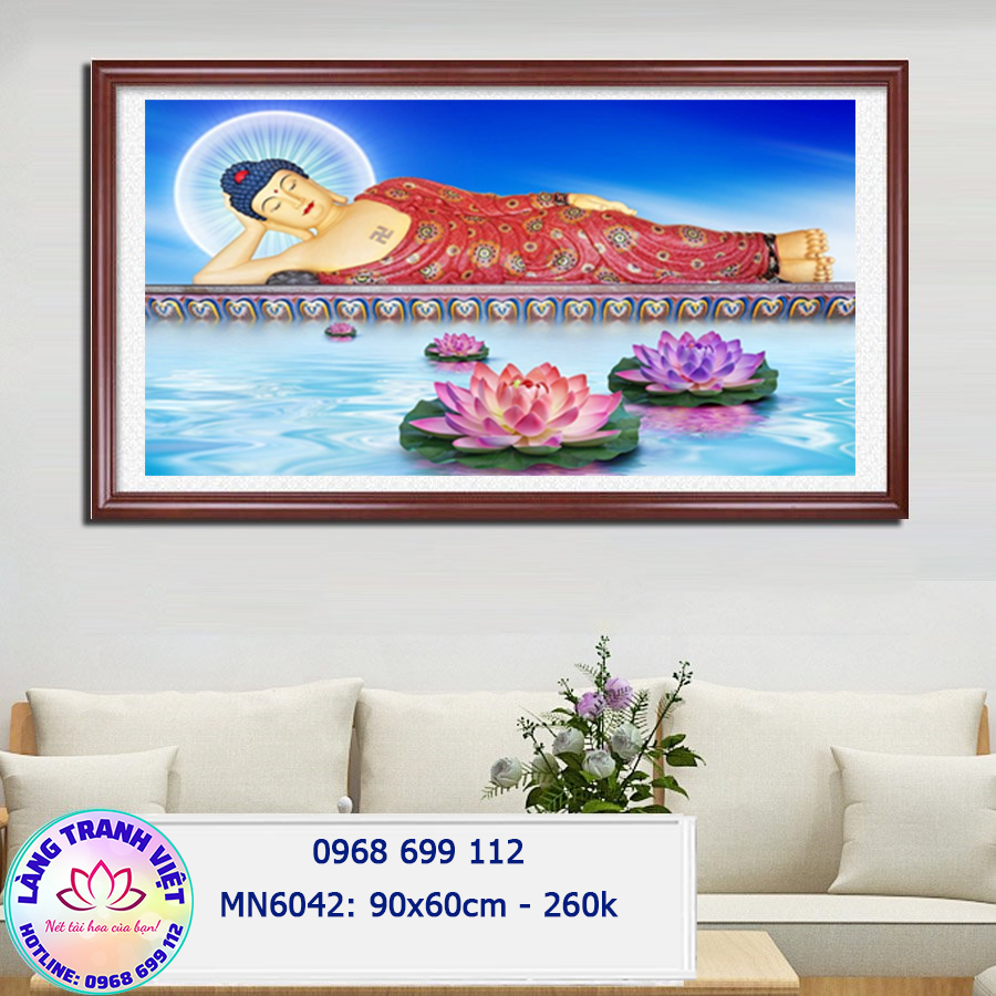 Tranh thêu chữ thập Phật Niết Bàn MN6042 - KT:(90x60)cm