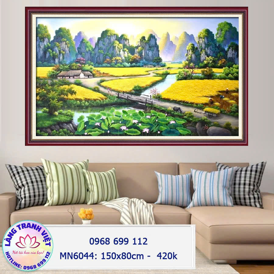 Tranh thêu chữ thập Làng Quê Yên Bình MN6044 - KT:(150x80)cm