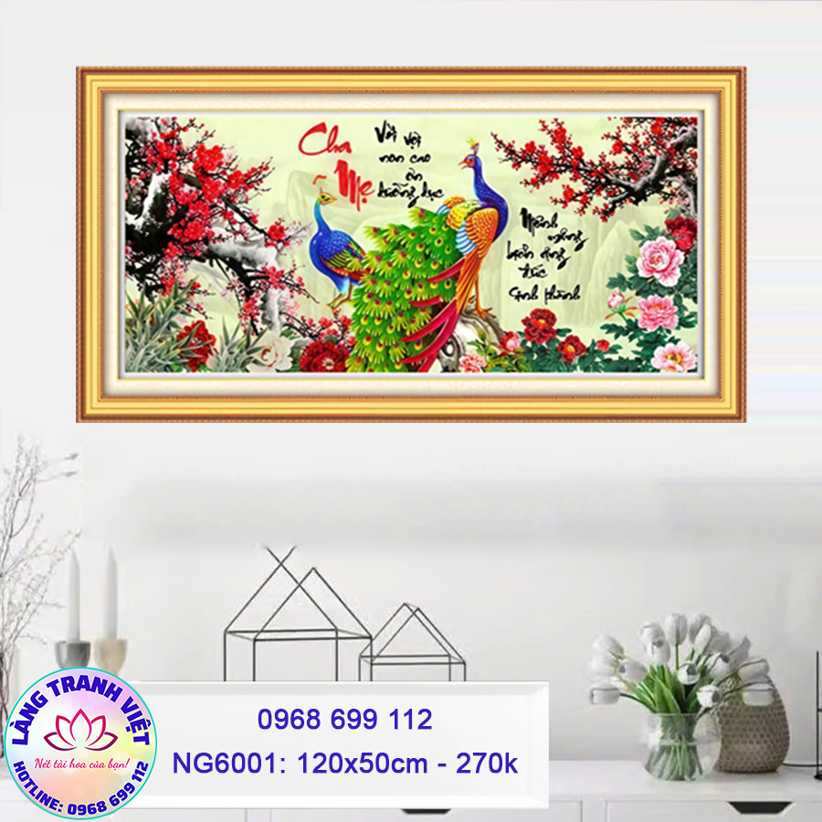 Tranh thêu chữ thập Cha Mẹ NG6001 - KT:(120x50)cm