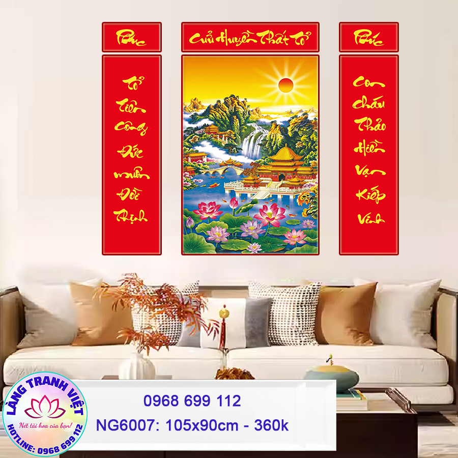 Tranh thêu chữ thập Cửu Huyền Thất Tổ NG6007 - KT:(105x90)cm