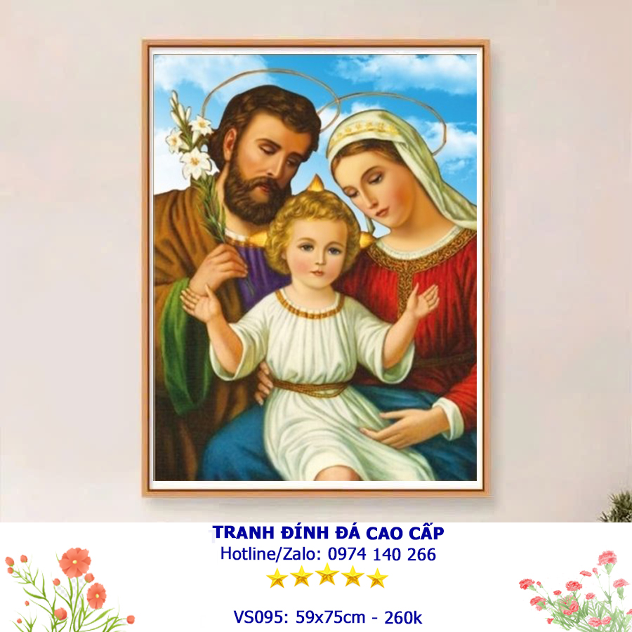 Tranh đính đá Gia Đình Thánh Gia VS095 - kT:(59x75)Cm