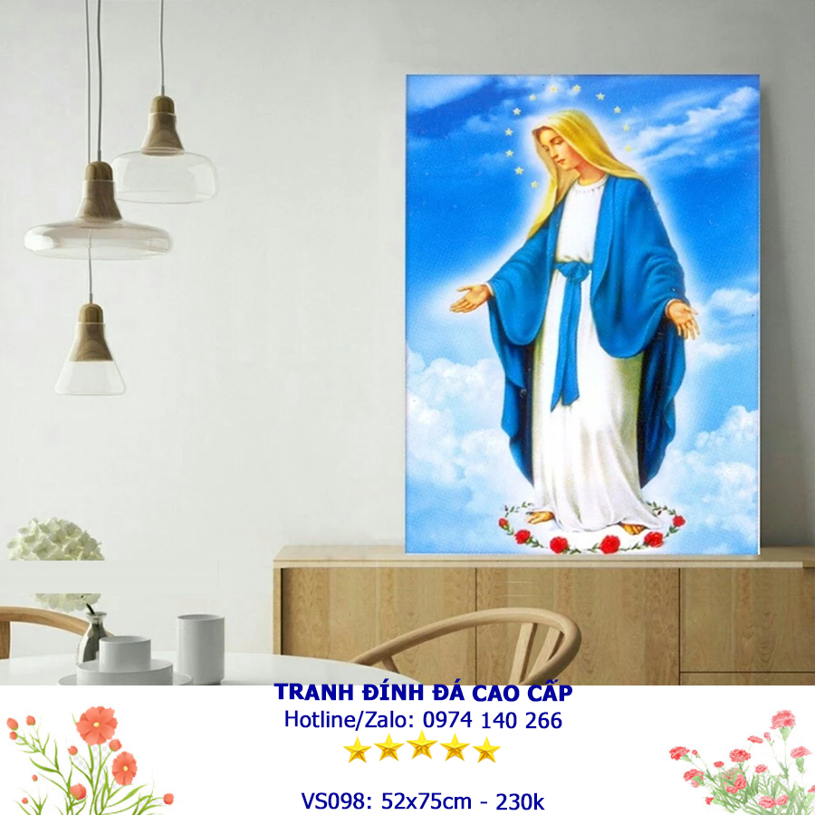Tranh Đính Đá Đức Mẹ Ban Ơn VS098 - KT:(52x75)cm