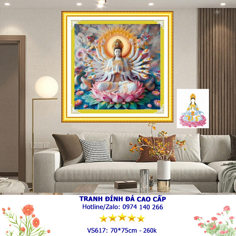 Tranh đính đá Phật Chuẩn Đề VS617 - KT:(70x75)cm