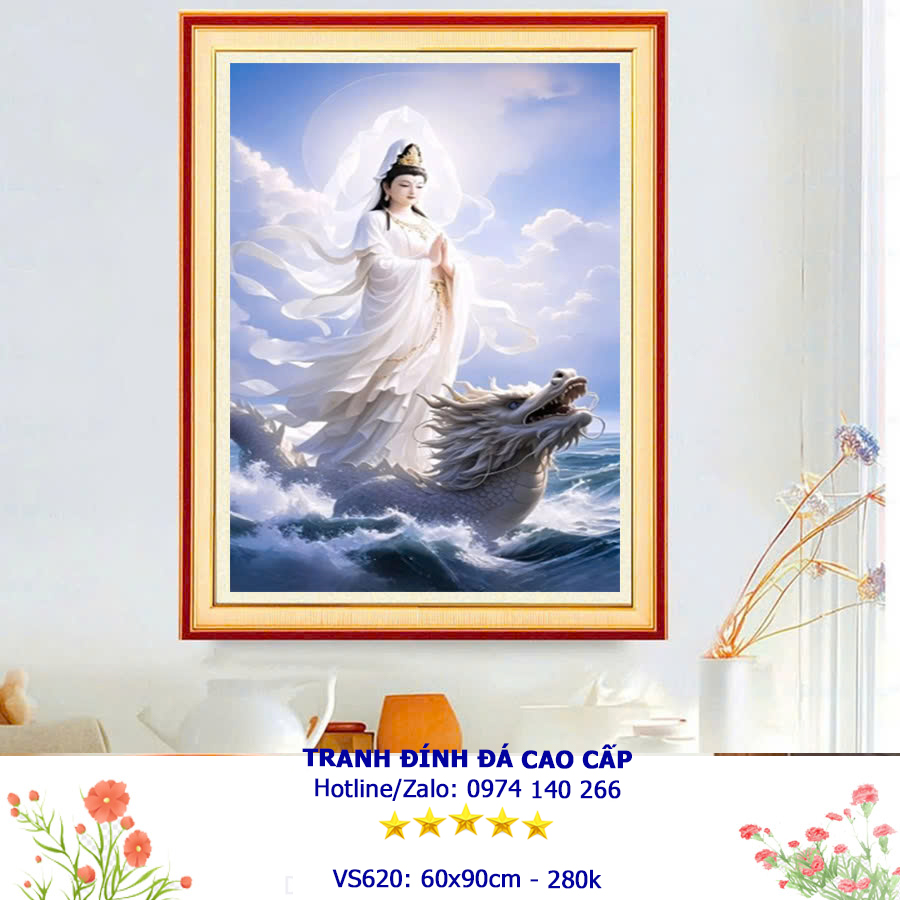 Tranh đính đá Phật Bà Quan Âm VS620 - kT:(60x90)cm