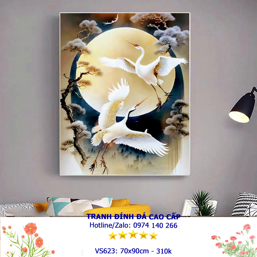 Tranh đính đá Hạc Trường Tồn VS623 - KT:(70x90)cm