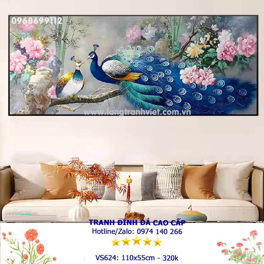 Tranh đính đá Phu Thê Viên Mãn VS624 - KT:(110x55)cm