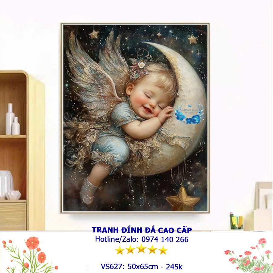 Tranh đính đá Thiên Thần Đáng Yêu VS627 - kT:(50x65)cm