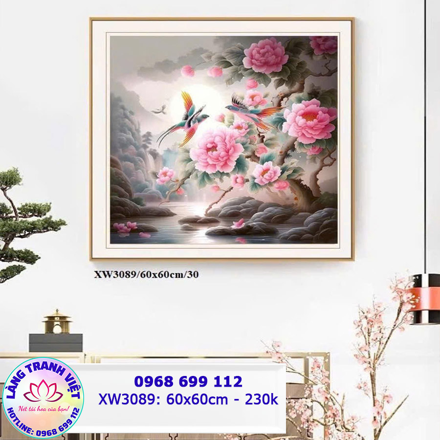 Tranh thêu chữ thập Mẫu Đơn Khoe Sắc XW3089 - KT:(60x60)cm